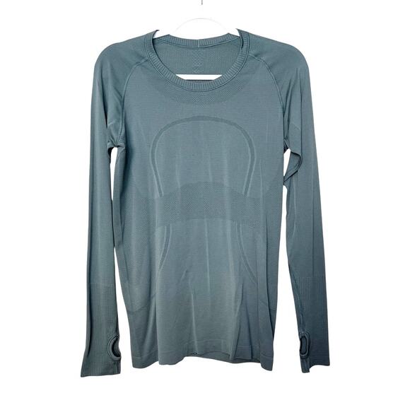 Lululemon Scuba Long Sleeve Shirt Women 10 Teal‎ Activewear Stretch Breathable - Picture 1 of 8